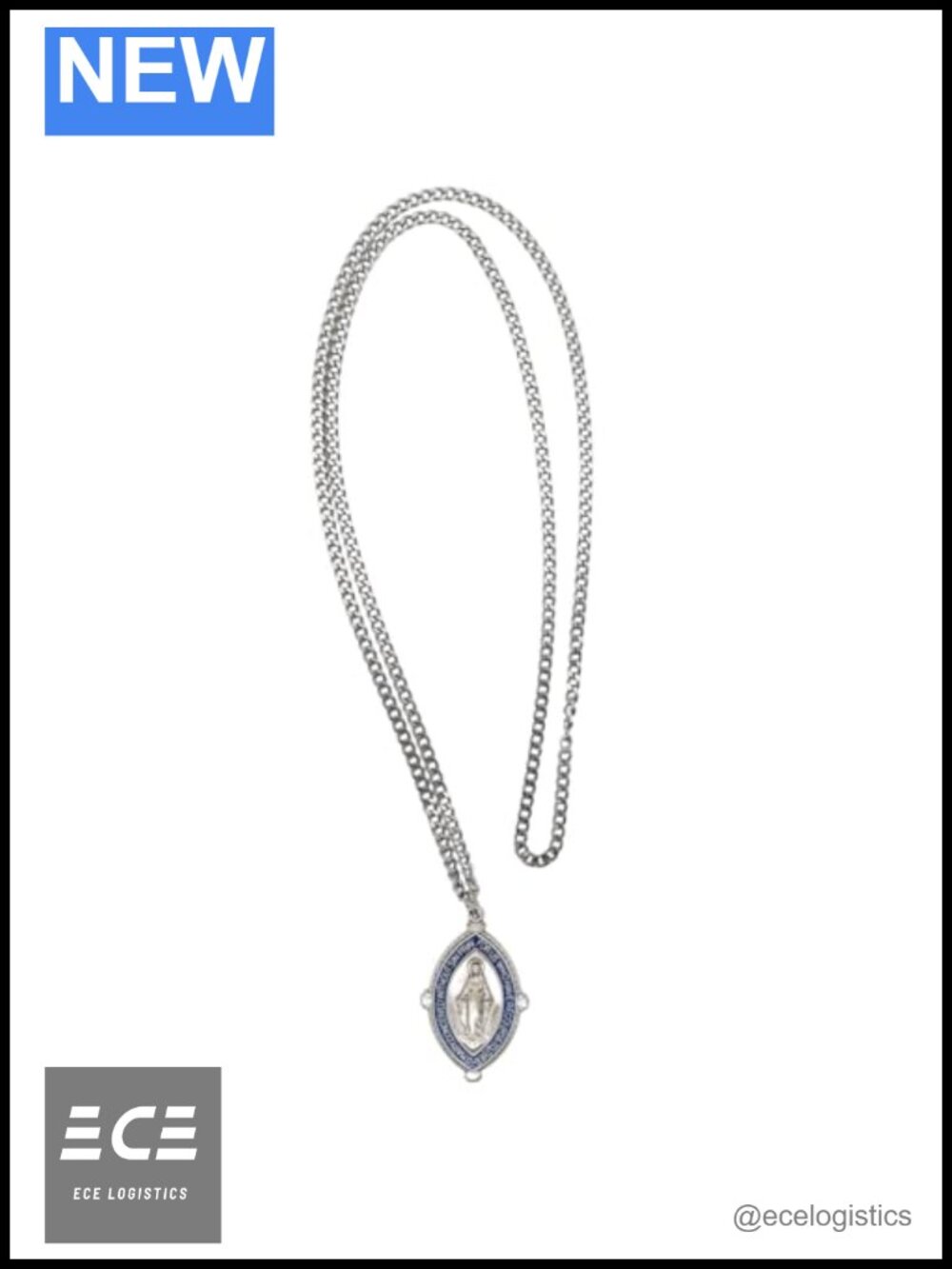 Miraculous Medal Pendant Necklace with Pamphlet Sterling Silver Catholic